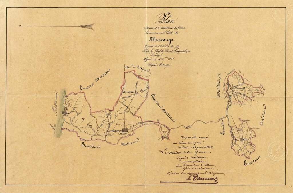Carte du canton de Marengo en 1855 signée Eugène Daumas