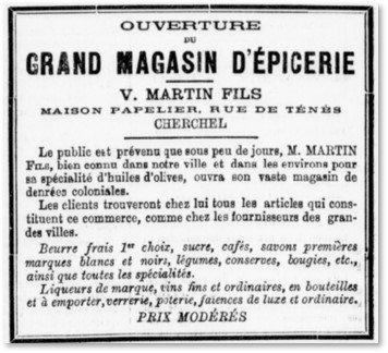 grand magasin d'épicerie V. Martin Fils à Cherchell