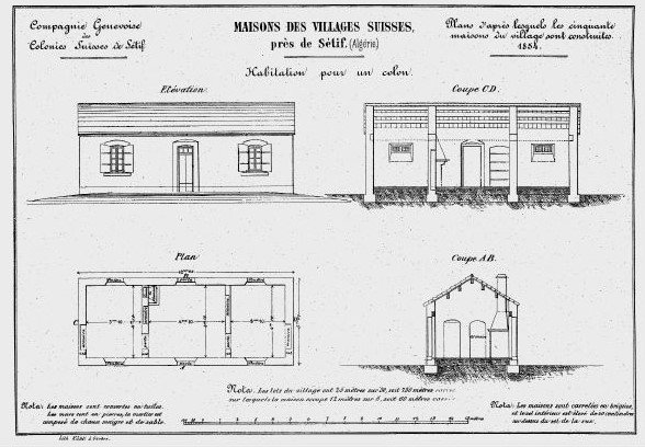 Maisons de villages Suisses près de Sétif en Algérie. Les maisons d'Ameur el Aïn étaient identiques.